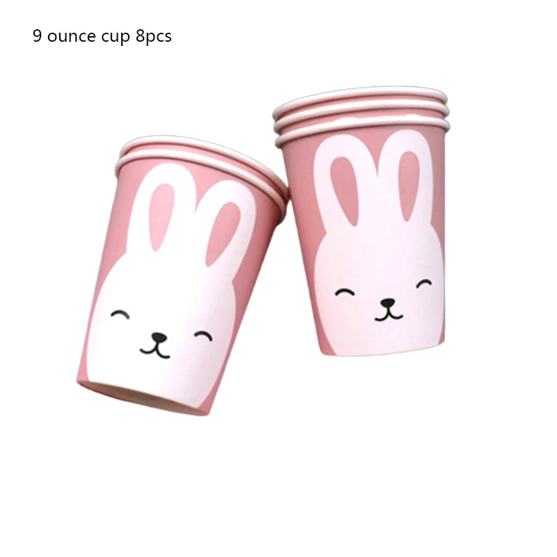 Easter Bunny Eggstravaganza Party Supplies Bunny Egg Disposable Party Tableware Easter Cute Cartoon Party Decoration Kids Favor