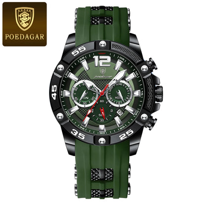 POEDAGAR Luxury Casual Men Watch Waterproof Luminous Chronograph Date Man Wristwatch High Quality Military Quartz Men's Watches