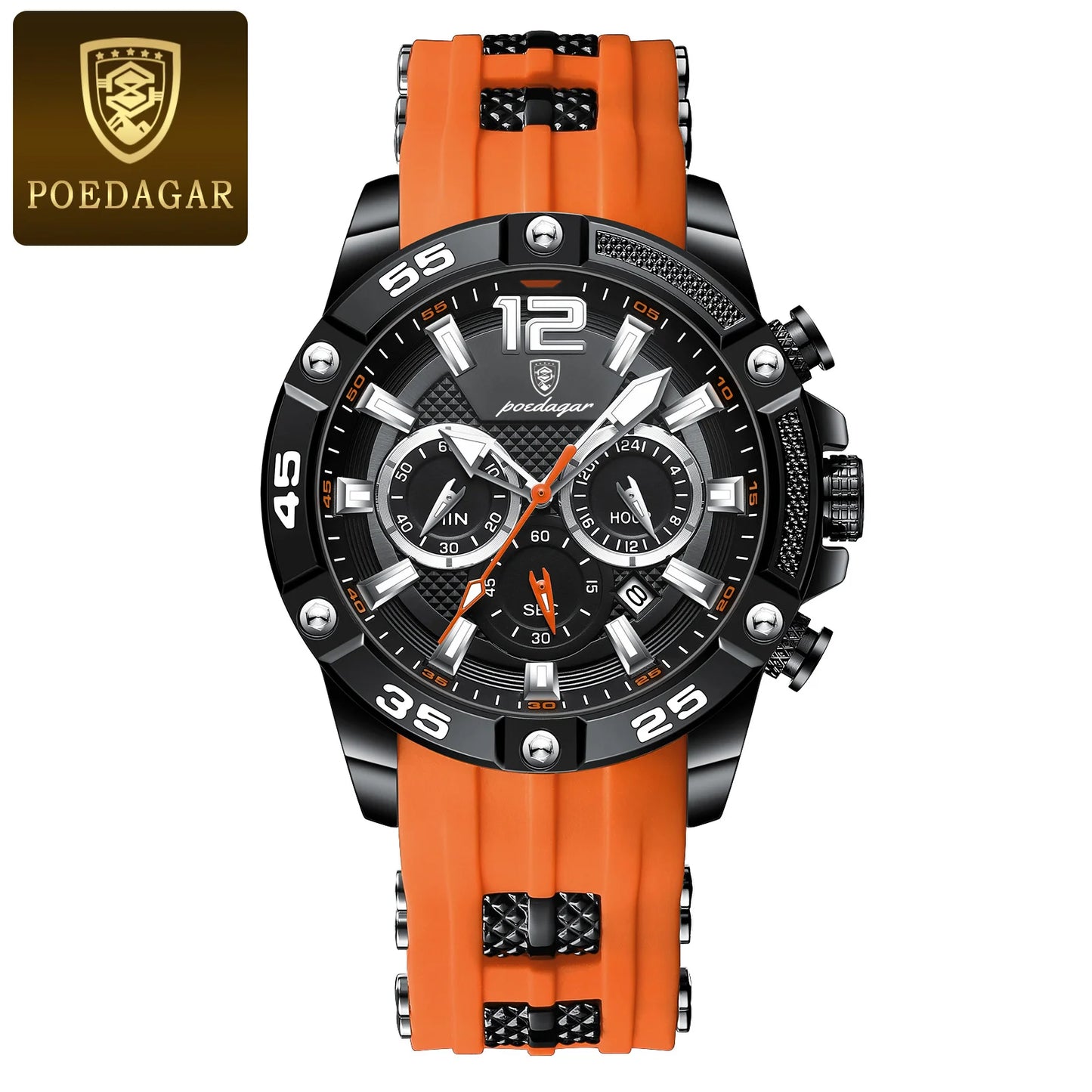 POEDAGAR Luxury Casual Men Watch Waterproof Luminous Chronograph Date Man Wristwatch High Quality Military Quartz Men's Watches