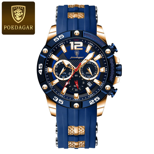 POEDAGAR Luxury Casual Men Watch Waterproof Luminous Chronograph Date Man Wristwatch High Quality Military Quartz Men's Watches