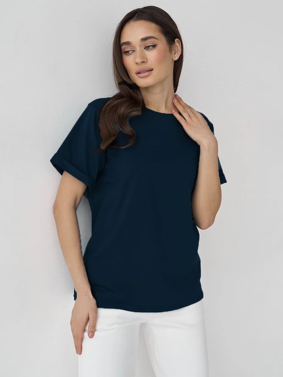 Hirsionsan 100% Cotton T Shirt Women Summer New Basic Elegant Tee Casual Loose Tshirt Chic O Neck Female Couple Tops M-3XL