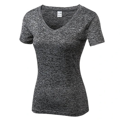 Women's Yuerlian V-neck Quick Dry Yoga Running T-shirts