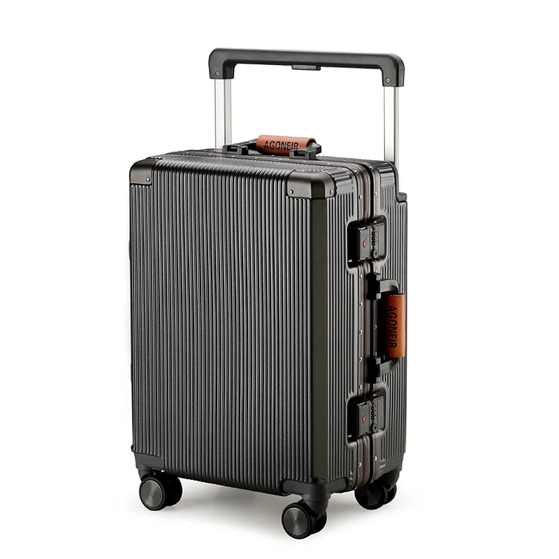 sushimu Suitcase Wide Handle Travel Suitcase Men 20 24 26 Carry-On Luggage Women PC Aluminum Frame Trolley Case