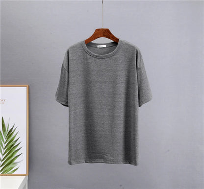 Hirsionsan Basic Cotton T Shirt Women Summer New Loose Solid Tees 19 Color Casual Loose Tshirt Oversized O Neck Female Tops