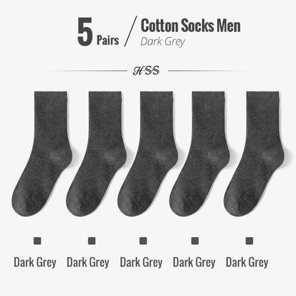 HSS 95% Combed Cotton Socks Men Business Dress Long Socks Soft Breathable Spring Summer Colorful Sock For Man 5Pairs/Lot