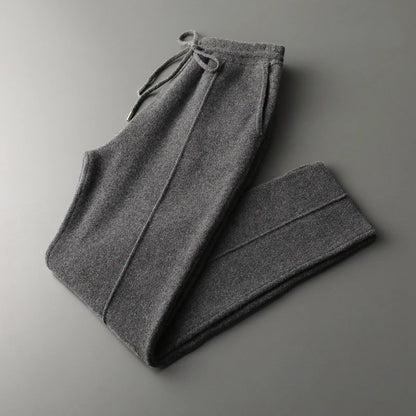 100% Pure Wool Men's Wool Pants Autumn Winter Thickened Knitted Long Pants Slim Fitting Solid Color Warm Flat Corner Pants