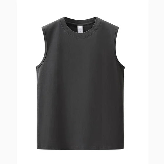 Summer Basic 100% Cotton Men Tank Tops Black White Gray