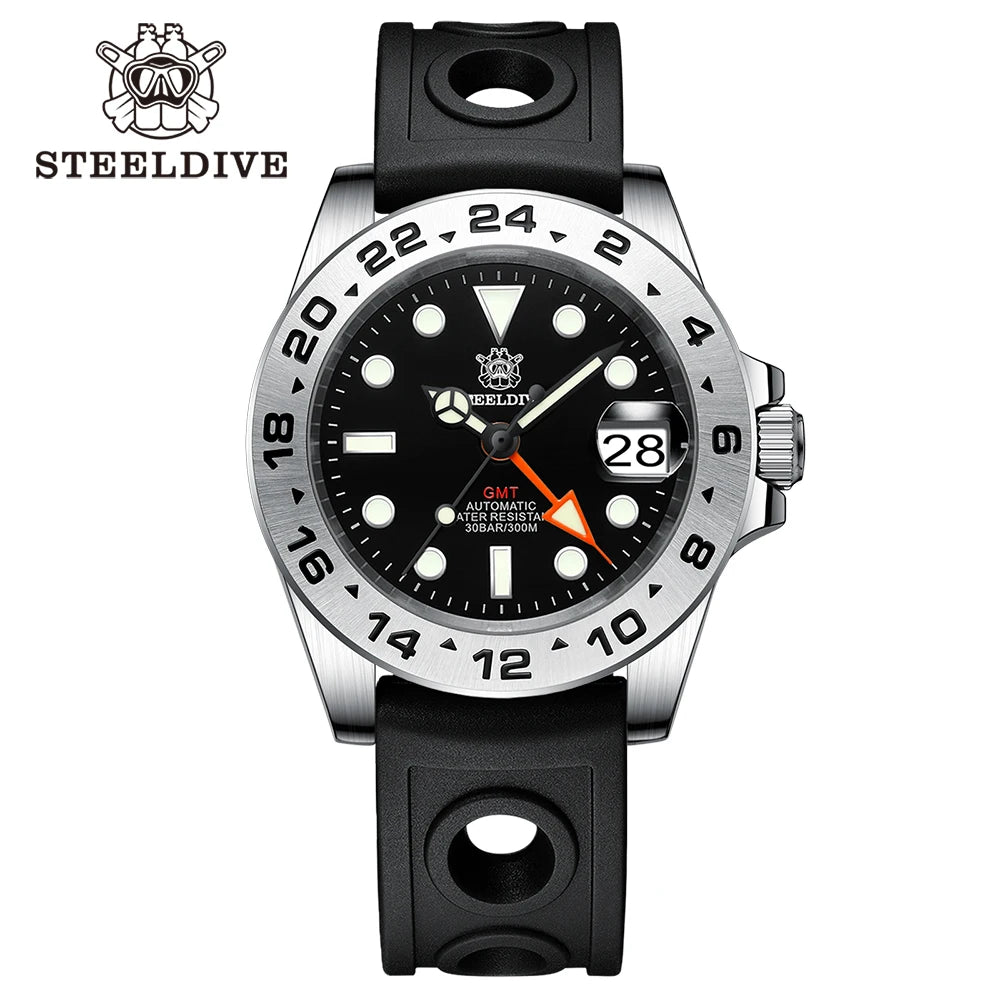 STEELDIVE Official GMT SD1992 Fashion Watches Steel Bezel 4 Pointers NH34 Movement Super Luminous Dive 300M Waterproof Watch