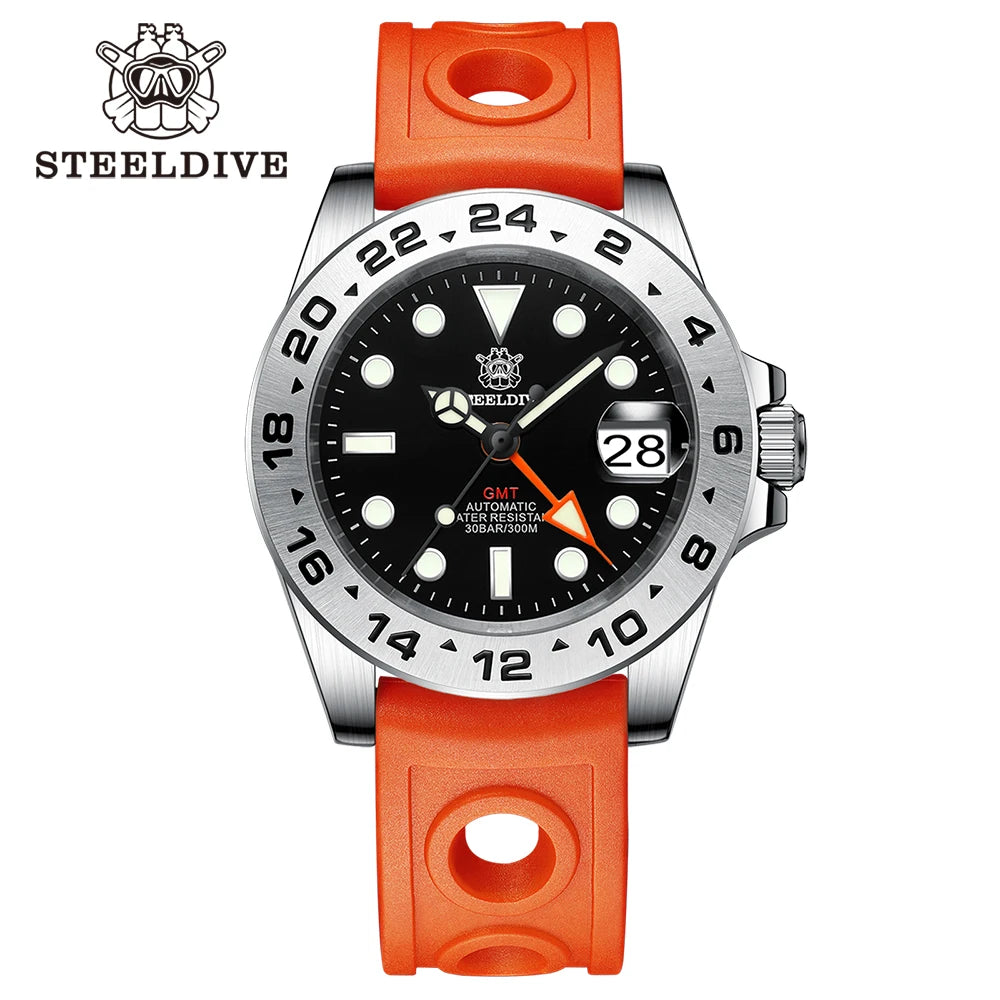 STEELDIVE Official GMT SD1992 Fashion Watches Steel Bezel 4 Pointers NH34 Movement Super Luminous Dive 300M Waterproof Watch