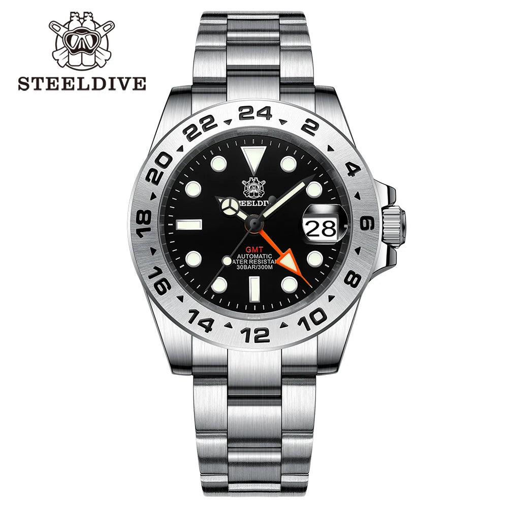 STEELDIVE Official GMT SD1992 Fashion Watches Steel Bezel 4 Pointers NH34 Movement Super Luminous Dive 300M Waterproof Watch