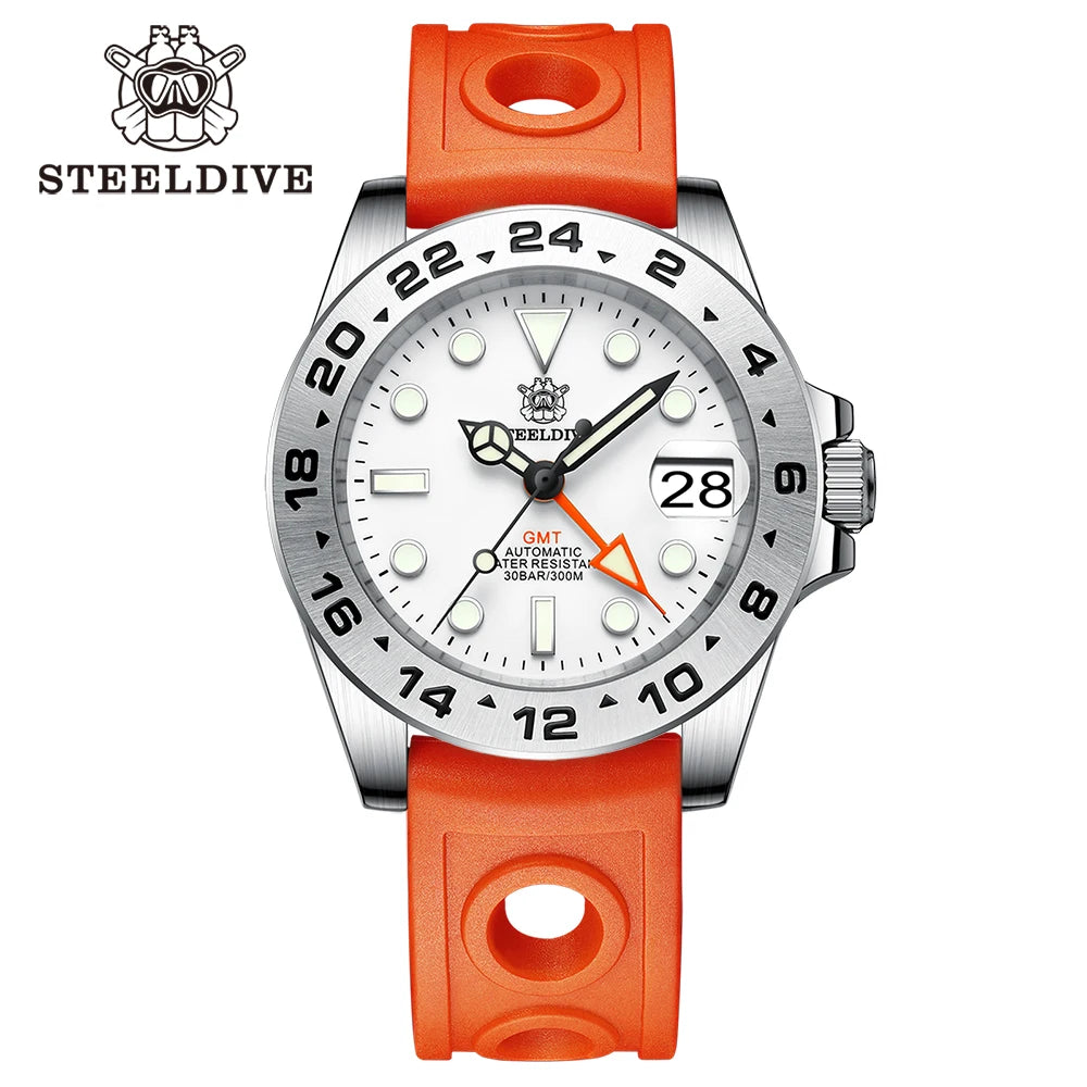 STEELDIVE Official GMT SD1992 Fashion Watches Steel Bezel 4 Pointers NH34 Movement Super Luminous Dive 300M Waterproof Watch