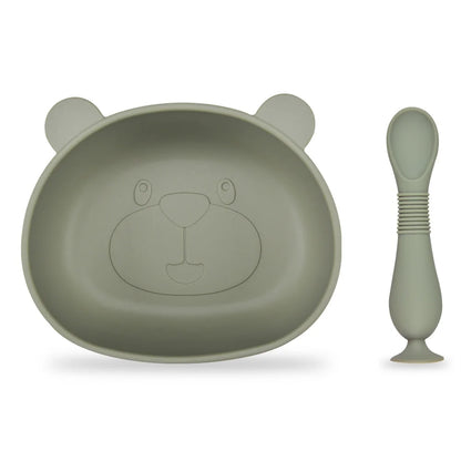 BPA Free 2Pcs/1Set Silicone Baby Feeding Bowl Silicone Dishes for Baby Tableware Waterproof Spoon Non-Slip Crockery Bowl