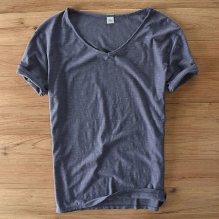 Summer T Shirt Men 100% Cotton Short Sleeve Tshirt V-neck Tops&Tee Breathable Comfortable Slim T-shirt Men Dropshopping