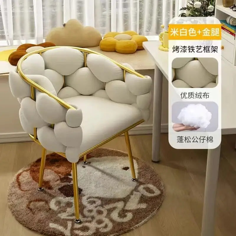 Nordic Vanity Chair Girls Comfortable Bedroom Living Room Make Up Manicure Chairs Computer Chair Home Office Seat Adult