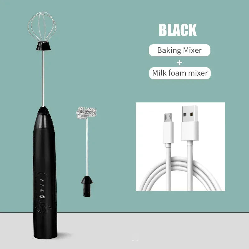 Baking Mixer Milk Frother 2-in-1 USB Rechargeable Electric Egg Beater Kitchen Gadgets Coffee Stirrer Thermomix Tm6 Tools Dining