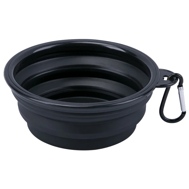 Collapsible Pet Silicone Dog Food Water Bowl Outdoor Camping Travel Portable Folding Supplies Dishes with Carabiner