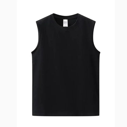 Summer Basic 100% Cotton Men Tank Tops Black White Gray