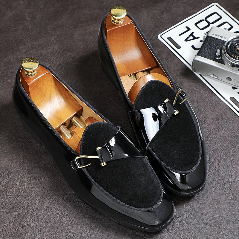 Men's Casual Leather Shoes Buckle Trendy Party Wedding Shoe Mens Comfortable Driving Flats Men Moccasins Loafers EUR Sizes 38-48