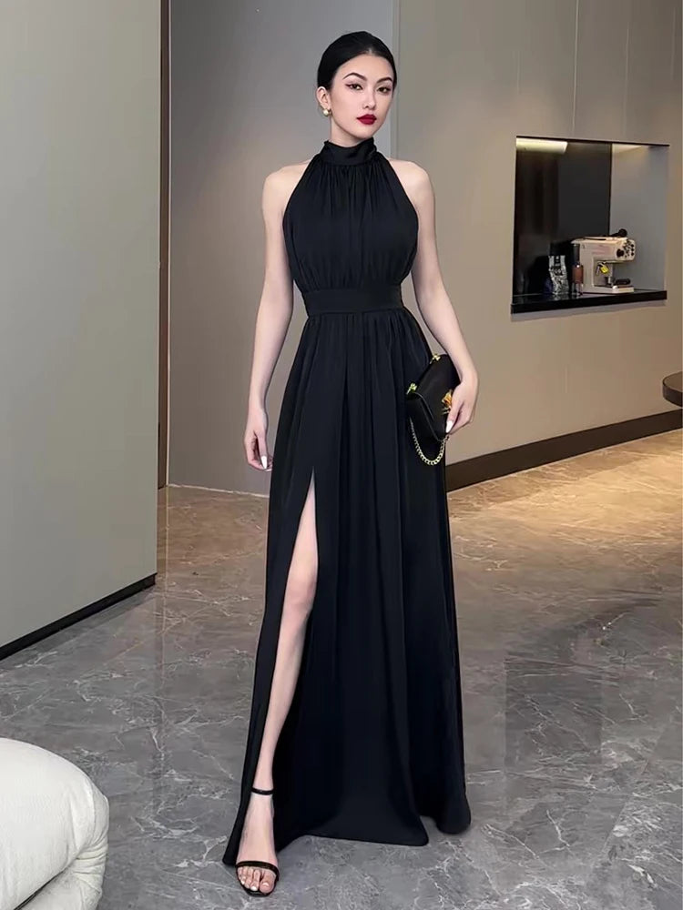 Sexy Party Prom Bodycon Midi Dress for Women Clothing Casual Elegant Sleeveless Chiffon Office Lady One Piece Dress Korea Summer