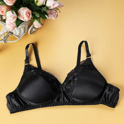 Natural mulberry silk lace bra without rims thin adjustable shoulder straps unbound bra underwear silk.