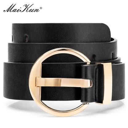 Maikun Women's Pin Buckle Wide Belt Thick Faux Leather Belt Jeans Female Popular Present