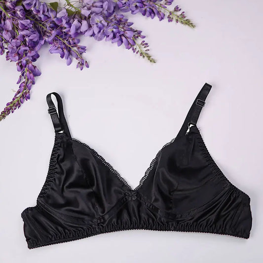 100% double-sided double-layer silk bra without underwire, big breast, small and lightweight, mulberry silk underwear women