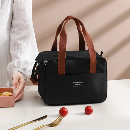 Portable Lunch Bag For OL Women Thermal Insulated Lunch Box Tote Cooler Handbag Waterproof Bento Pouch Office Food Shoulder Bags