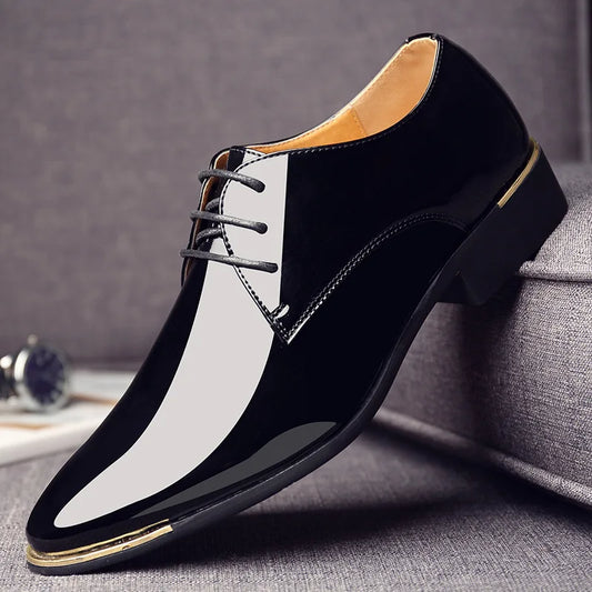 mens patent leather shoes men dress shoes lace up Pointed toe wedding Business party 5 colors big size rtg5