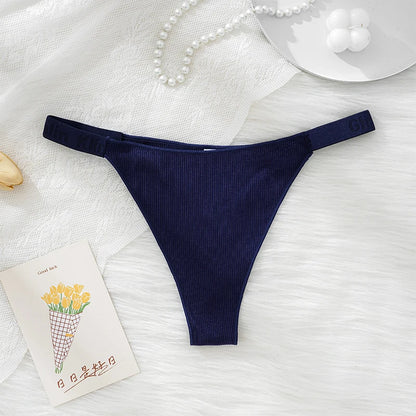 100% Cotton Shapely women thong sexy underwear with strong elasticity T-back briefs