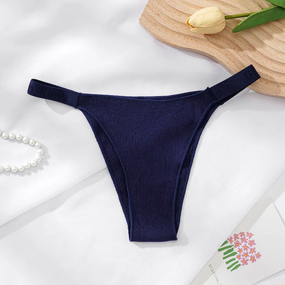 100% Cotton Shapely women thong sexy underwear with strong elasticity T-back briefs
