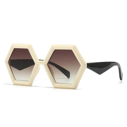 LNFCXI New Retro Polygon Square Sunglasses Women Gradient Orange Tea Shades UV400 Fashion Men Double Color Trending Sun Glasses