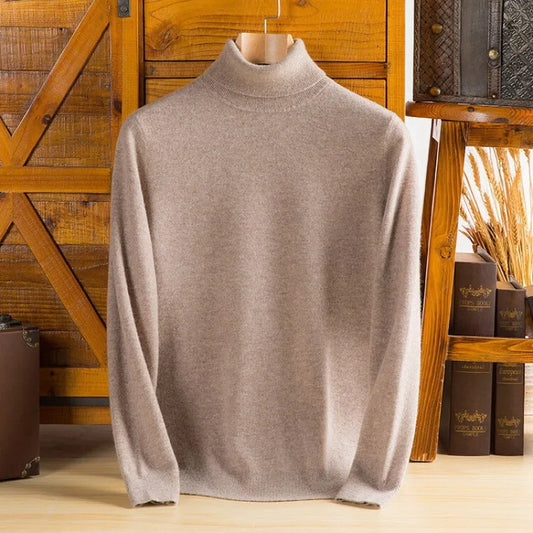 100% Pure Cashmere Wool Turtleneck Sweaters For Men Pullover Autumn Winter Soft lightweight Warm Knitted Sweater Pull Homme