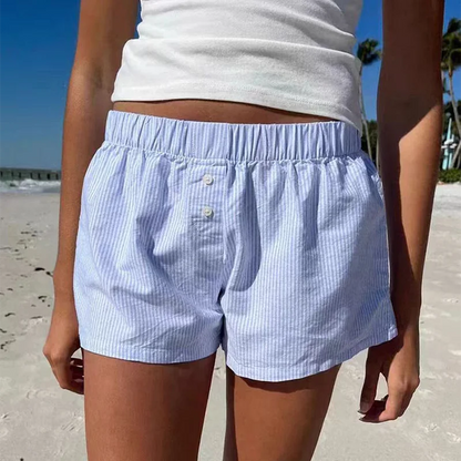 Casual Women Soft Cotton Front Buttons Shorts  Summer Vintage Low Waist Female Chic Bottoms