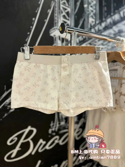 Casual Women Soft Cotton Front Buttons Shorts  Summer Vintage Low Waist Female Chic Bottoms