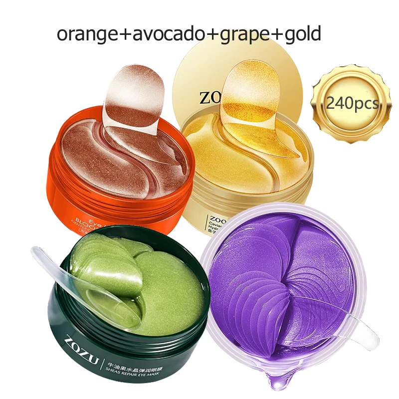 Eye patches Hyaluron Acid & Gold & Seaweed & Black Pearl Hydrating Moisturizing Crystal Collagen Gel Eye Mask 240pcs=120pairs