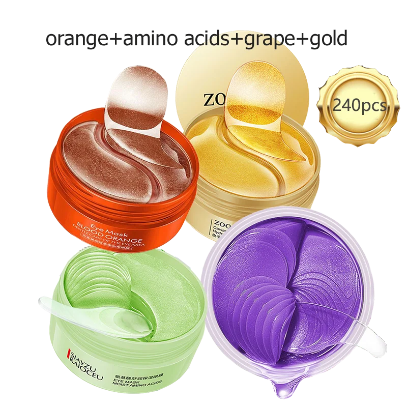 Eye patches Hyaluron Acid & Gold & Seaweed & Black Pearl Hydrating Moisturizing Crystal Collagen Gel Eye Mask 240pcs=120pairs
