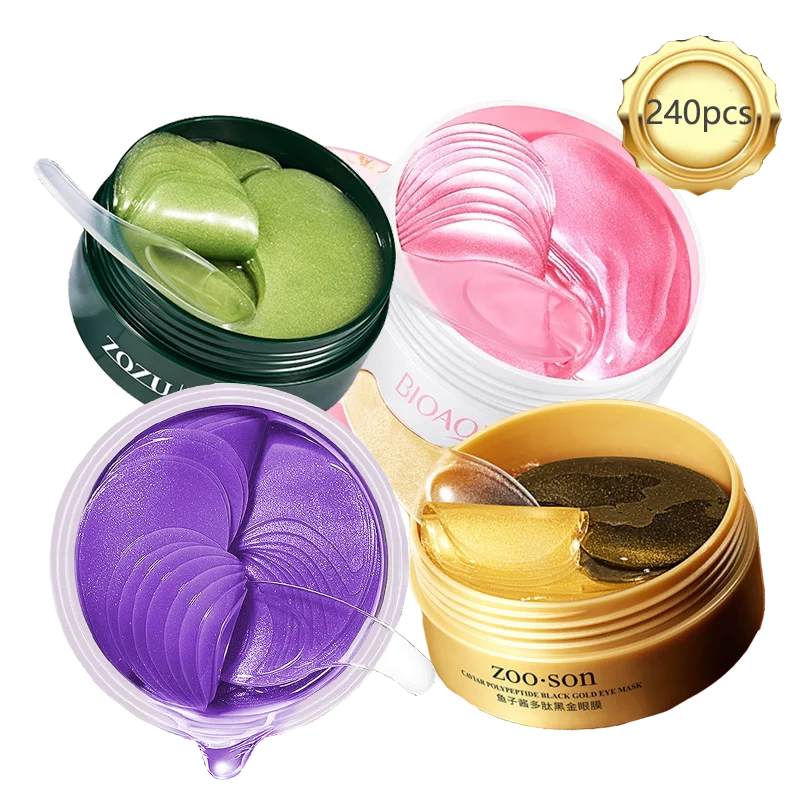 Eye patches Hyaluron Acid & Gold & Seaweed & Black Pearl Hydrating Moisturizing Crystal Collagen Gel Eye Mask 240pcs=120pairs
