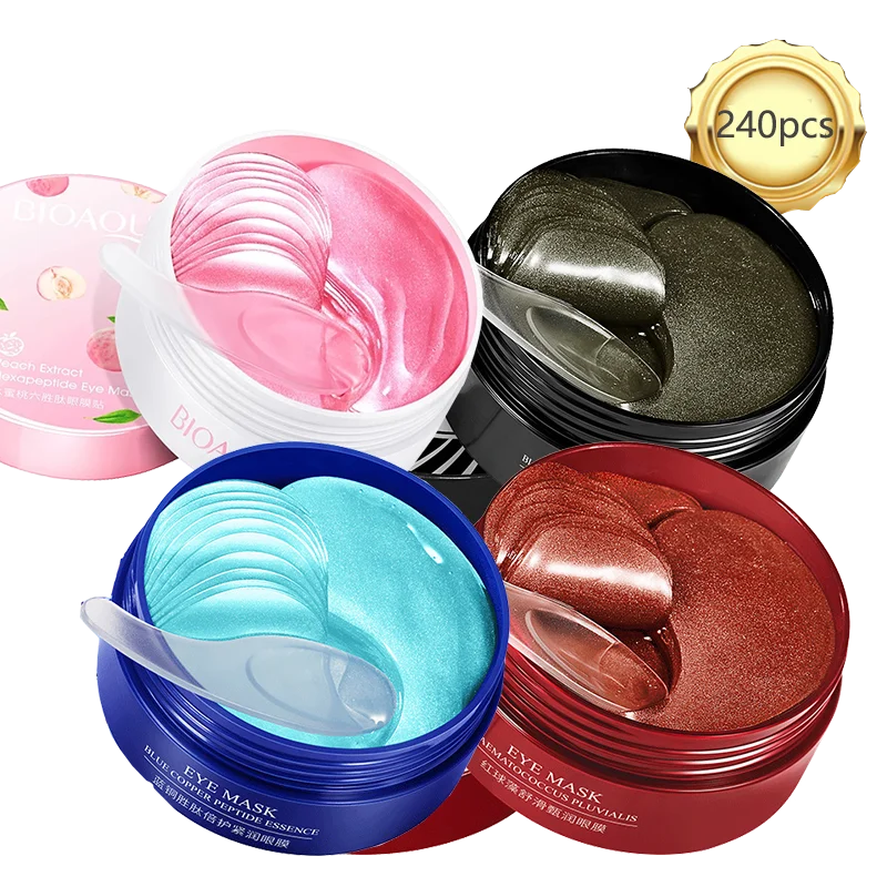 Eye patches Hyaluron Acid & Gold & Seaweed & Black Pearl Hydrating Moisturizing Crystal Collagen Gel Eye Mask 240pcs=120pairs