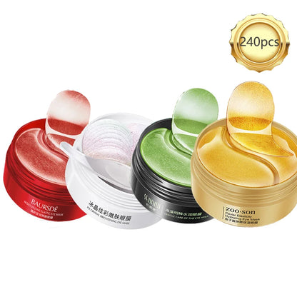 Eye patches Hyaluron Acid & Gold & Seaweed & Black Pearl Hydrating Moisturizing Crystal Collagen Gel Eye Mask 240pcs=120pairs
