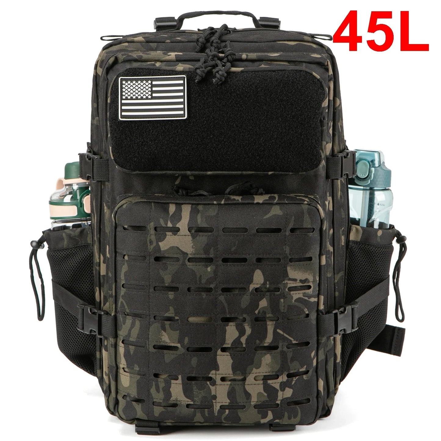 QT&QY 25L/45L Tactical Backpack for Men and Women Outdoor Survival Bug Out Bag Small School Rucksack Hking with Bottle Holder