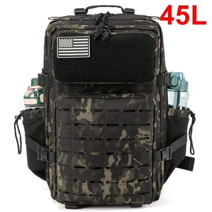 QT&QY 25L/45L Tactical Backpack for Men and Women Outdoor Survival Bug Out Bag Small School Rucksack Hking with Bottle Holder