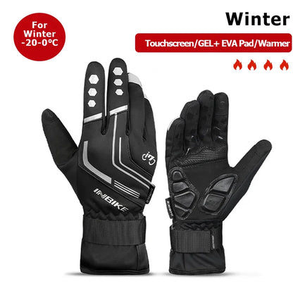 INBIKE Winter Cycling Gloves for Men Women Warm Fleece Biking Glove for Riding Bicycle Gloves Waterproof Touchscreen Accessories