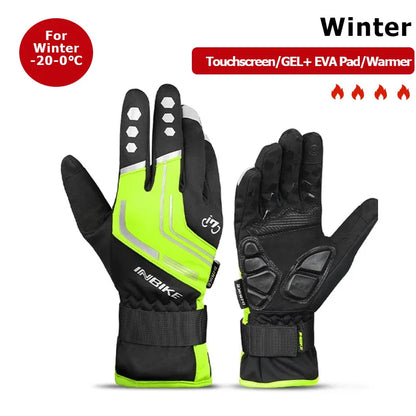 INBIKE Winter Cycling Gloves for Men Women Warm Fleece Biking Glove for Riding Bicycle Gloves Waterproof Touchscreen Accessories