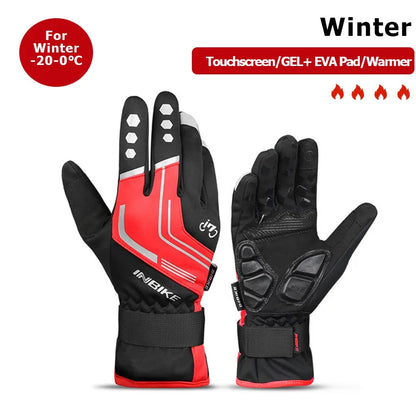 INBIKE Winter Cycling Gloves for Men Women Warm Fleece Biking Glove for Riding Bicycle Gloves Waterproof Touchscreen Accessories