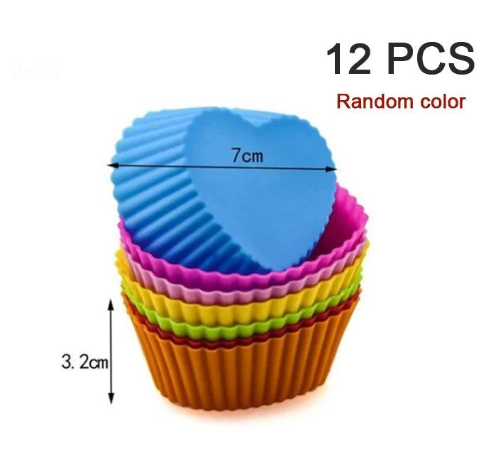 6/12PCS Silicone muffin mold Round muffin cup Heart cake baking mold Kitchen Cooking supplies Cake decorating tools