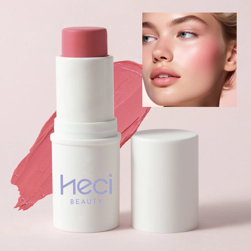 Multi-Tone Creamy Blush Stick Makeup Long-Lasting Waterproof Simple High-End Lip Cheek Tint High Pigment Hydrating Pink Blusher