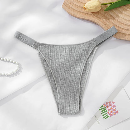100% Cotton Shapely women thong sexy underwear with strong elasticity T-back briefs