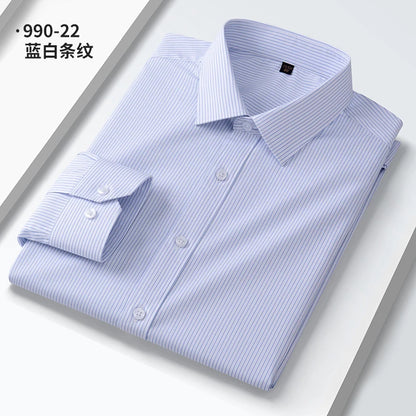 Quality Elasticity Anti-Wrinkle Men Shirt Long Sleeves Dress Shirts For Men Slim Fit Camisa Social Business Blouse White Shirt