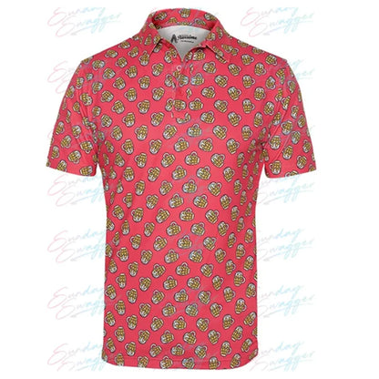 Domineering men's fashion printed golf POLO shirt short sleeve outdoor golf shirt casual T-shirt in summer