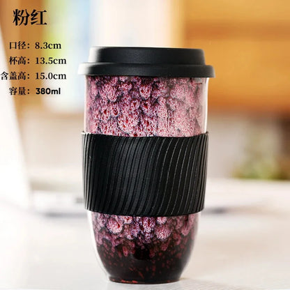 Large Ceramic Kiln Change Mug Cup With Lid Portable Couple Pottery Coffee Cups Water Mug Porcelain Milk Tea Mugs Gift